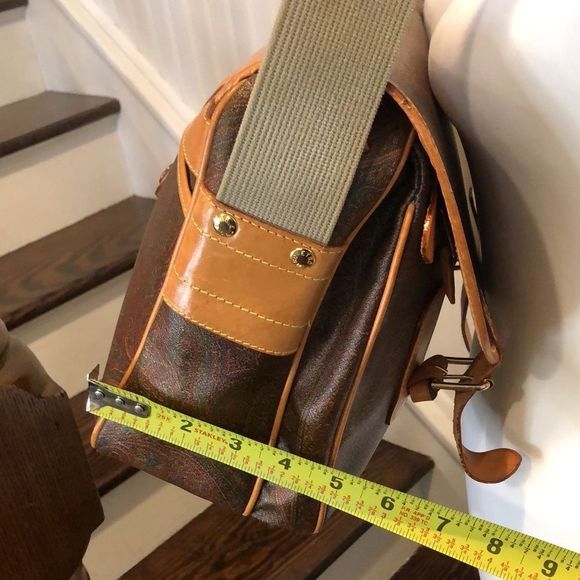 K ETRO Paisley Briefcase Laptop Crossbody Shoulder Bag Front Flap Buckle Closure - Picture 11 of 17